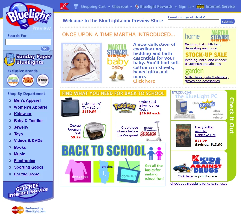 Bluelight .com’s website in 2000