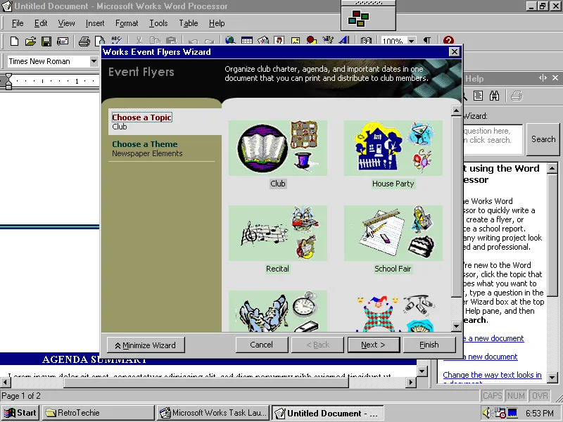 Creating a flyer in Microsoft Works 6.0