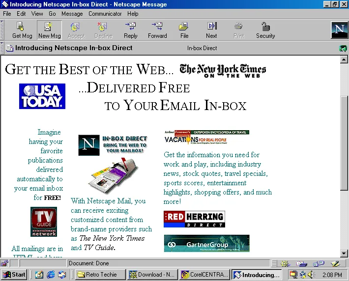 Bring the web to your mailbox with Netscape In-box!
