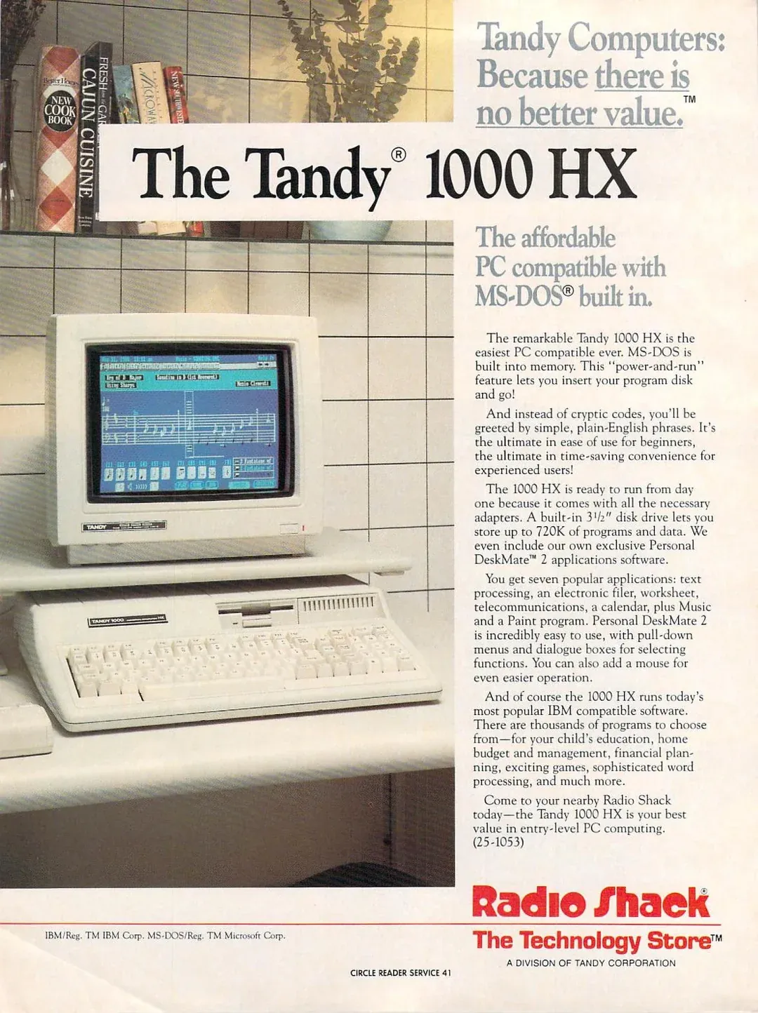 Ad for the Tandy 1000 HX